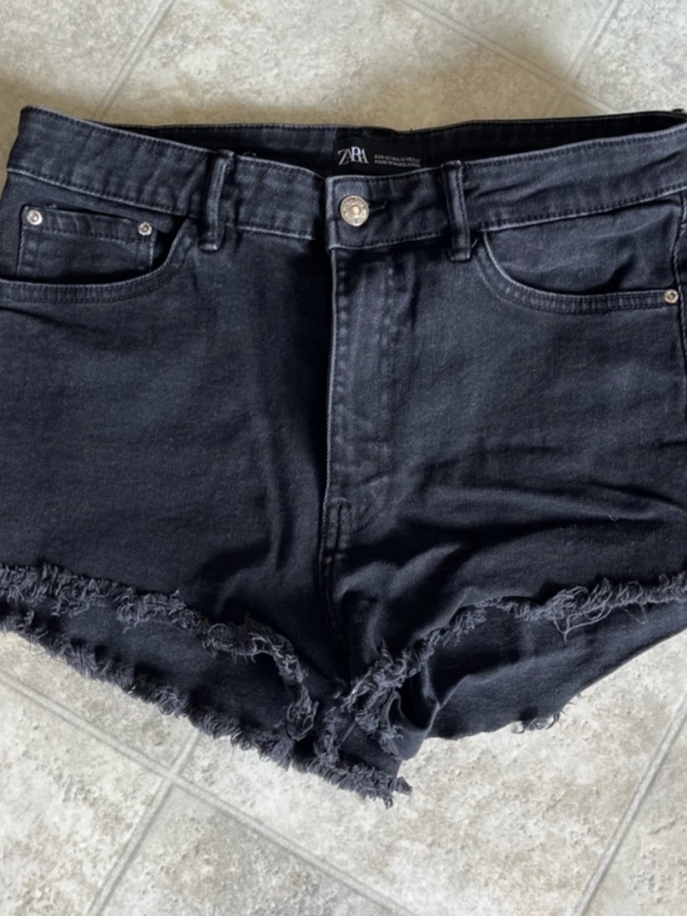 Zara Black Distressed Denim Cutoff Shorts